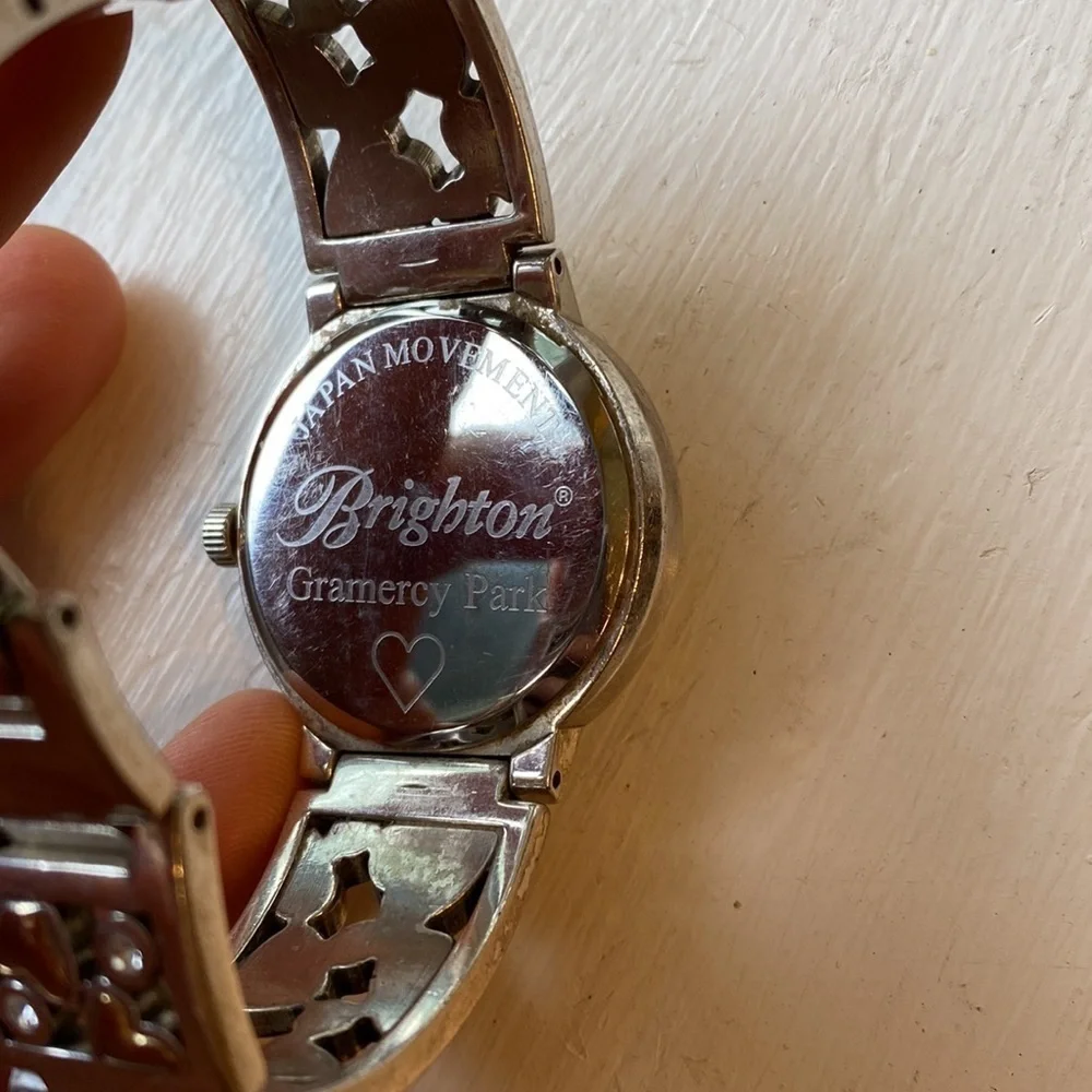 BRIGHTON Gramercy Park silver and gold hearts with Swarovski Crystals link watch